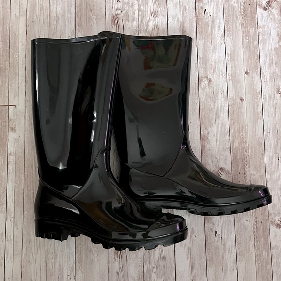 Arizona Black Rain Boots Size 10 - Picture 1 of 14